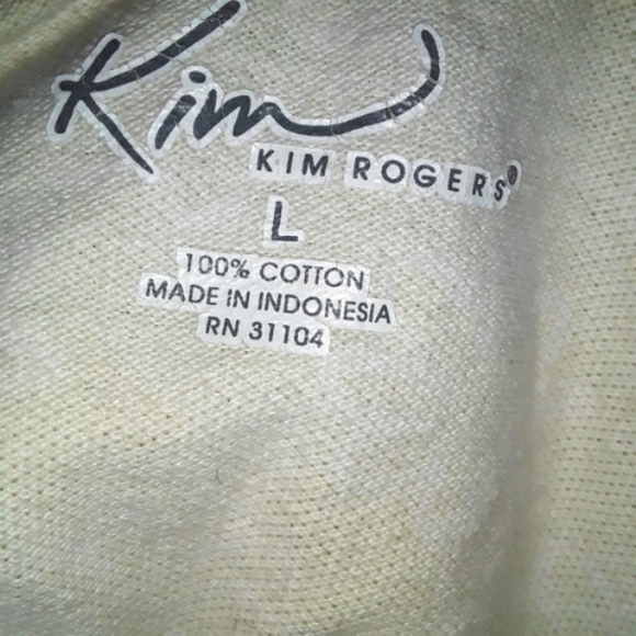 Kim Roger's Womans Size Large Lime Green & White Polo Shirt Floral Repeat Shirt - Picture 2 of 3